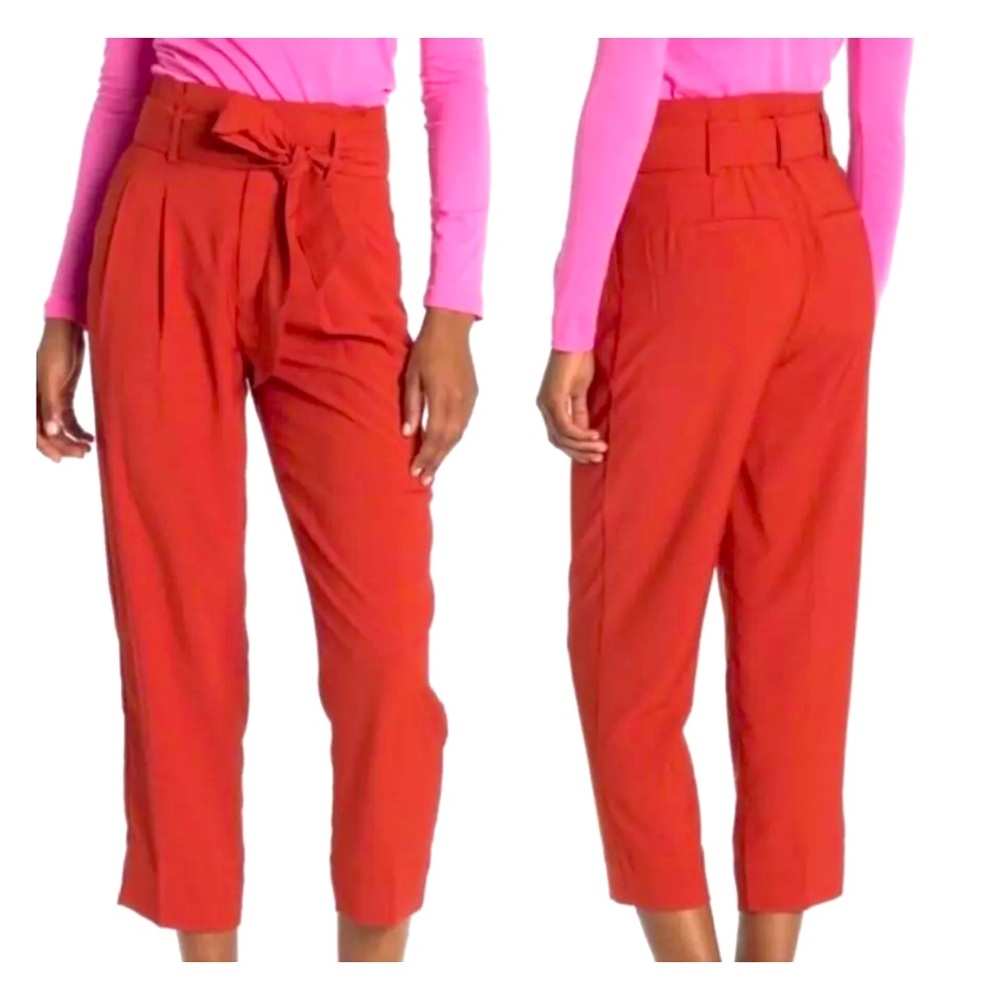 MADEWELL | Drapey Paperbag High Waisted Tie | Red Pants| Womens Size 2